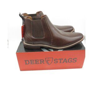 Deer Stags Men's Router Chelsea Boots 11M Brown Simulated Leather Elastic Panels